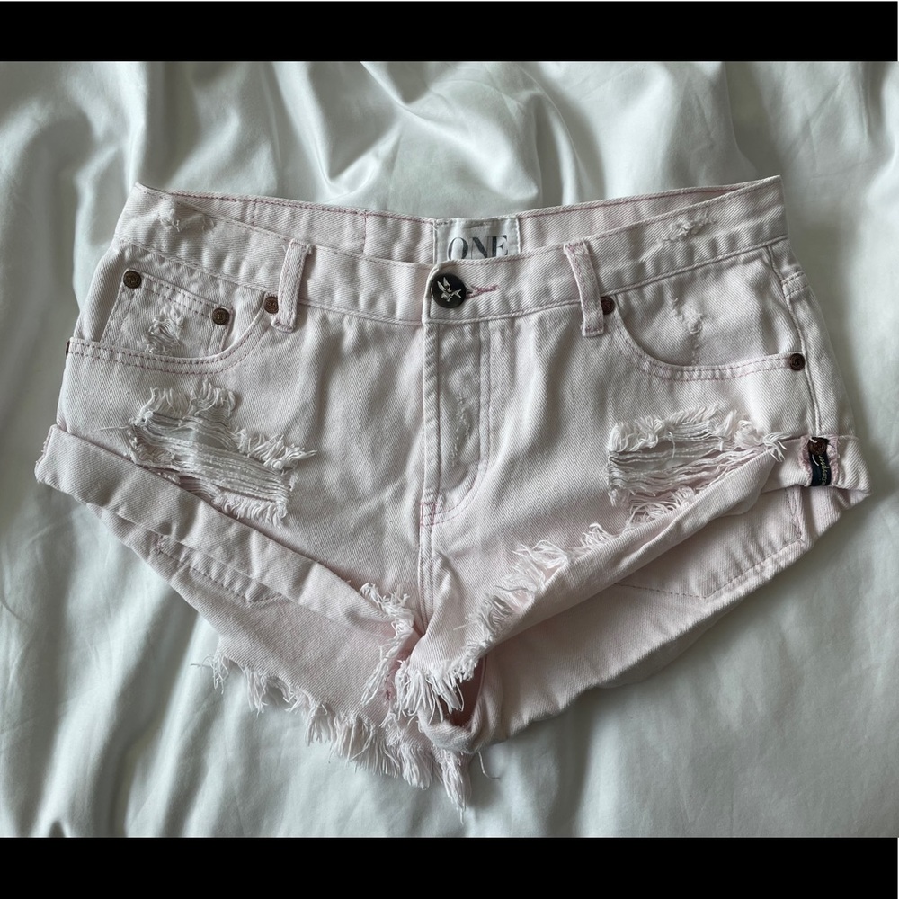 One Teaspoon light pink bandit shorts